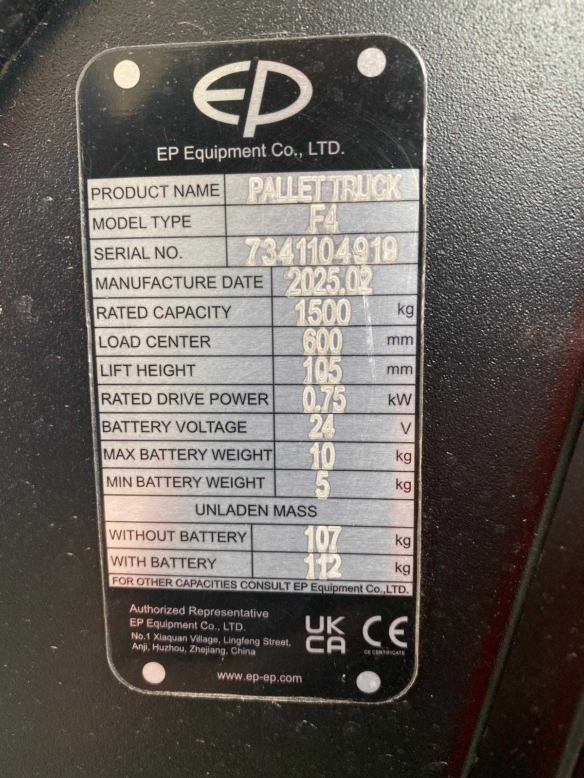 Elektryczny wózek paletowy (paleciak)  EP F4 1500kg NOWY MODEL 2025 CE