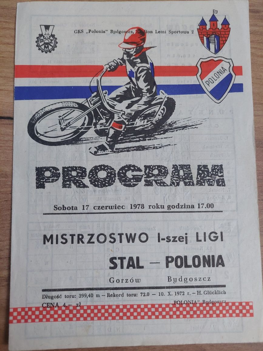 Program żużlowy 1978 Polonia Bydgoszcz-Stal Gorzów