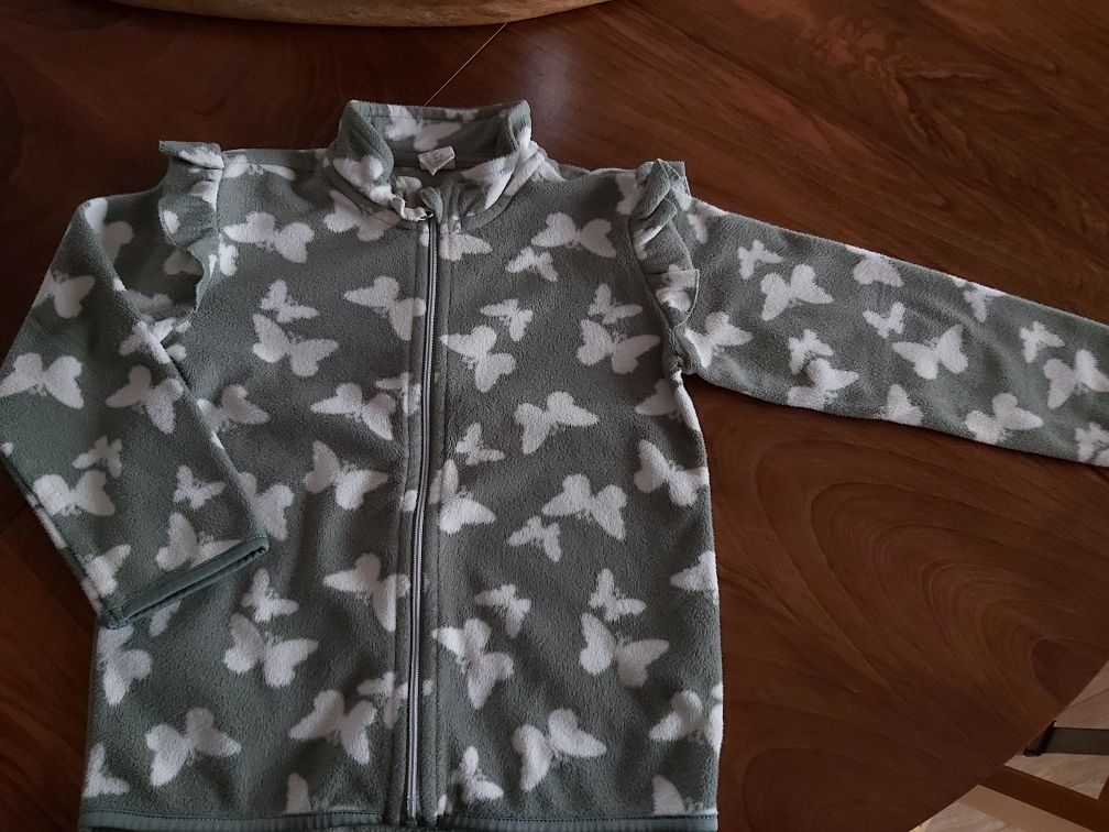 H&M*zielony polar w motylki suwak bluza r. 104 konna nosić do 116