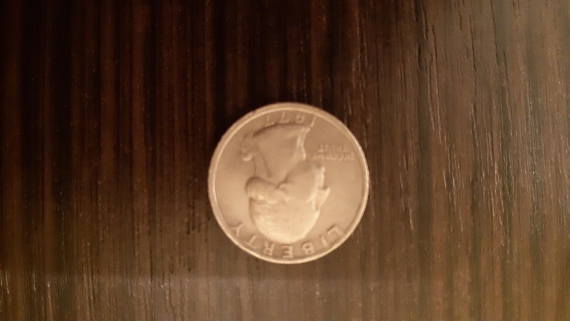 Монета Liberty Quarter Dollar 1977г  перевёртышь