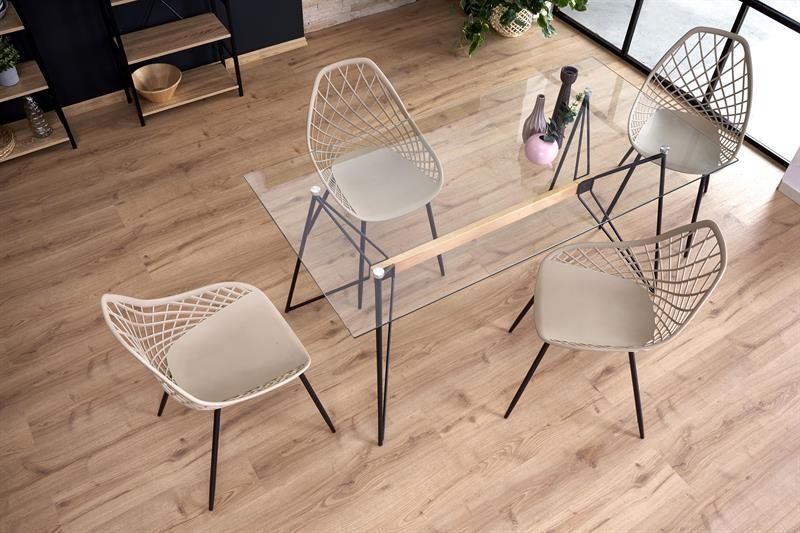 Stół do jadalni salonu blat szklany loft drewno