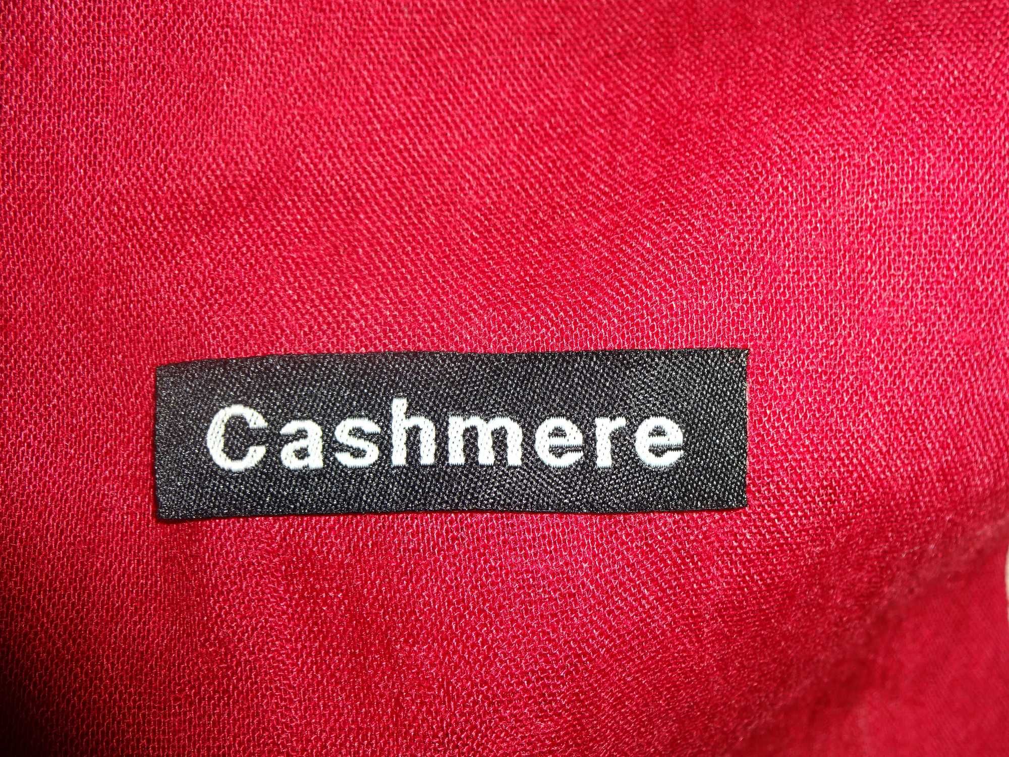 CASHMERE czerwony cieńki kaszmirowy delikatny duży szal / szalik