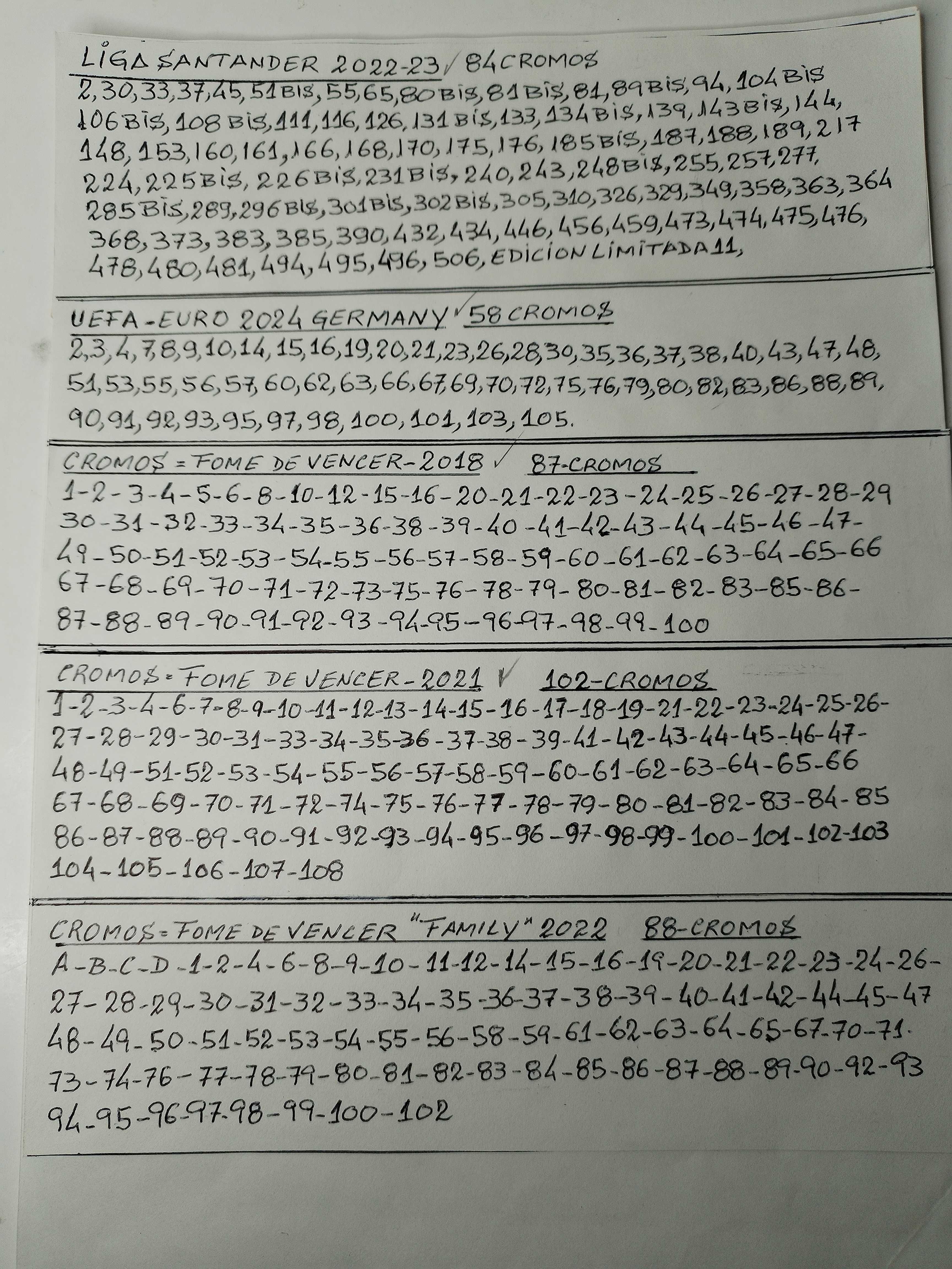 Cromos vários de Futebol