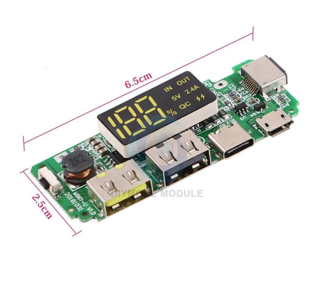 Плата повербанку з екраном 2.4А