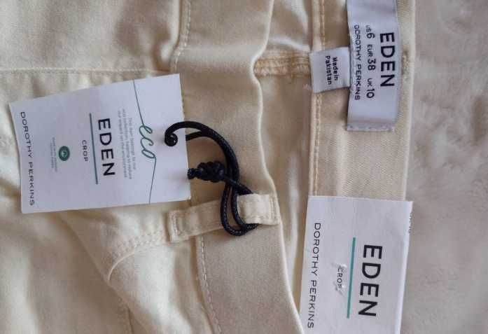 (38/M) Ekskluzywne, żółte spodnie za kolano, rybaczki z Londynu, NOWE