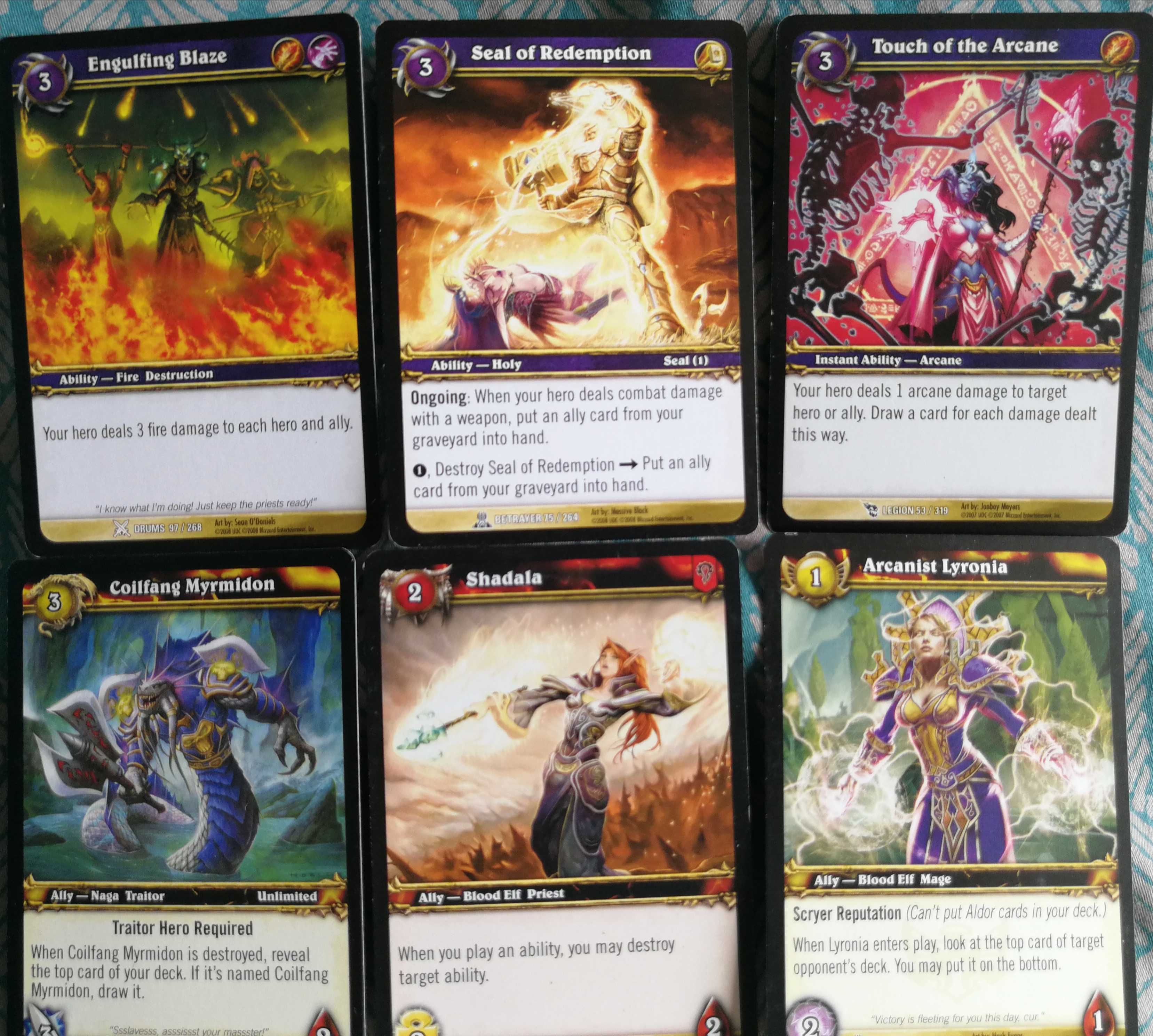 World of Warcraft WoW battle deck karty 6 różnych kart