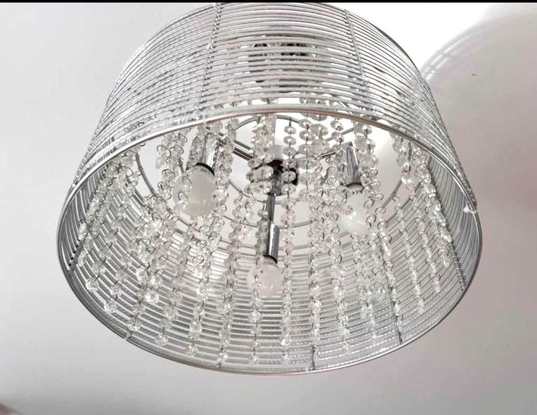 Lampa wisząca ALPIO Italux chrom metal pleciona glamour kryształki!