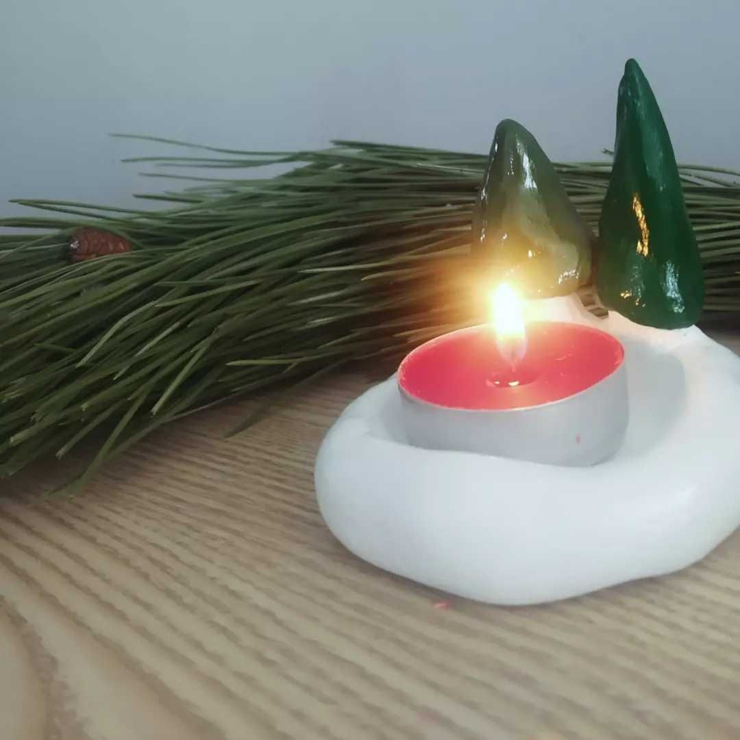 "Drzewa w śniegu", podstawka, świecznik na tealight