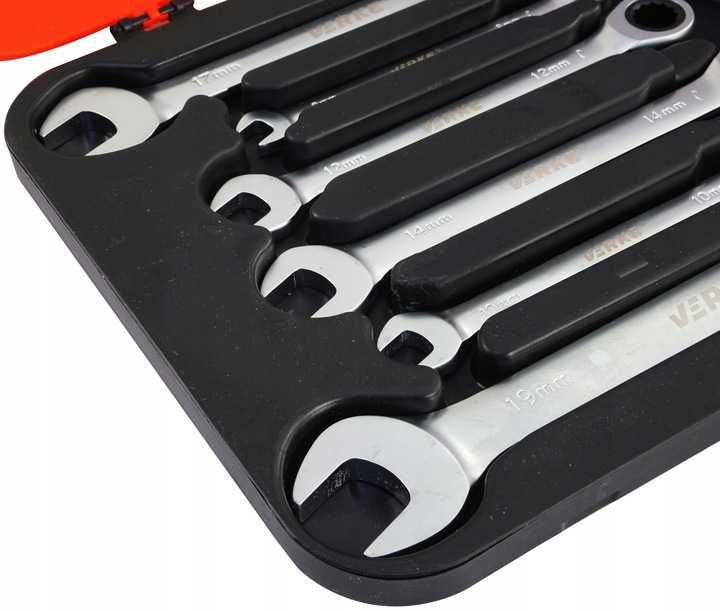 Klucze płasko oczkowe z grzechotką zestaw kluczy płaskich  8-19mm 7e