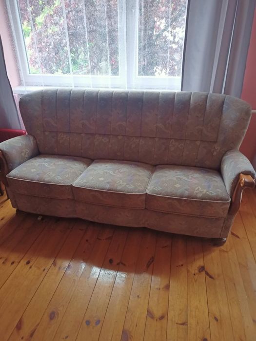 Komplet wypoczynkowy retro/vintage – kanapa + fotel