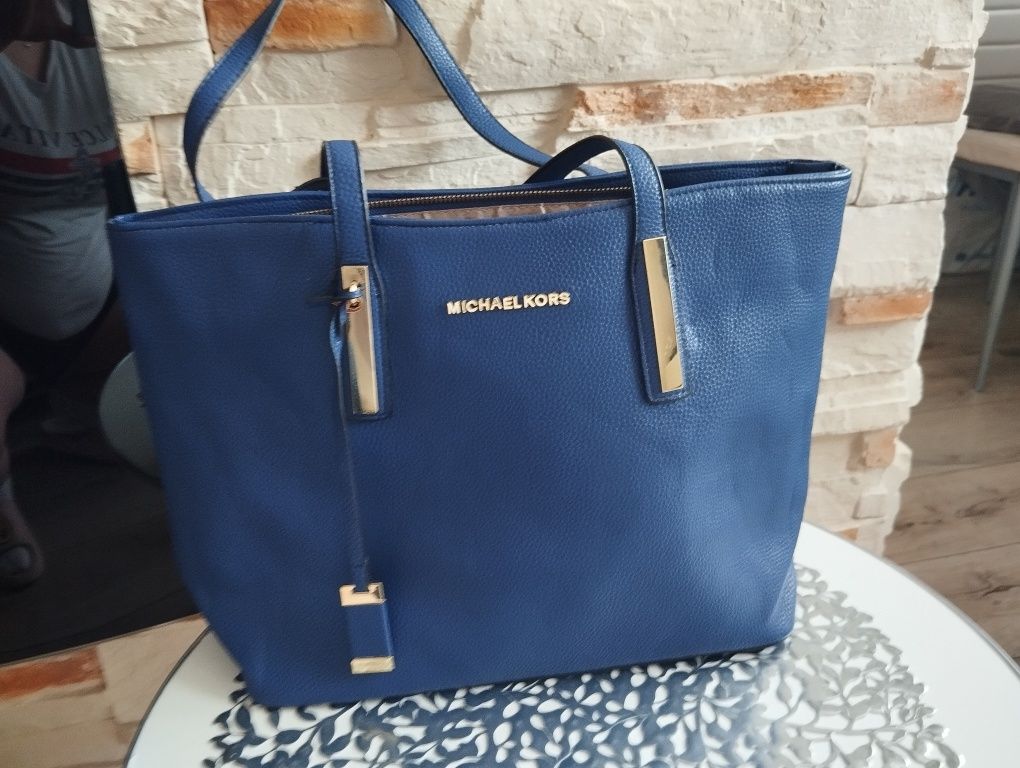 Torba shopperka duża Michael Kors chabrowa