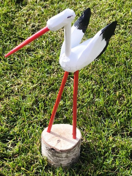 Bocian drewniany rzeźba ludowa