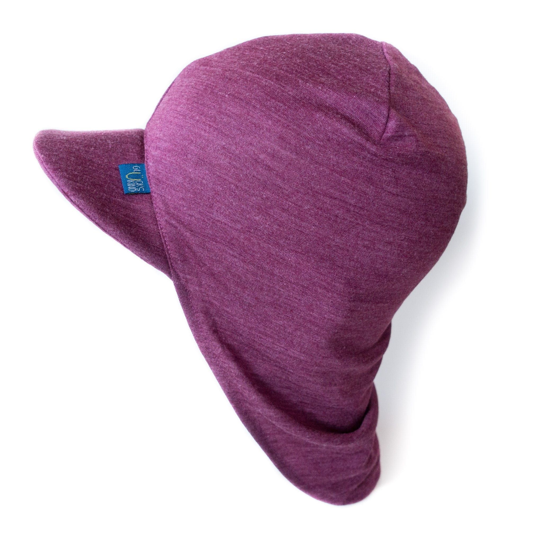 Czapka merino z jedwabiem Glückskind śliwkowa r.XL 3-7 lat