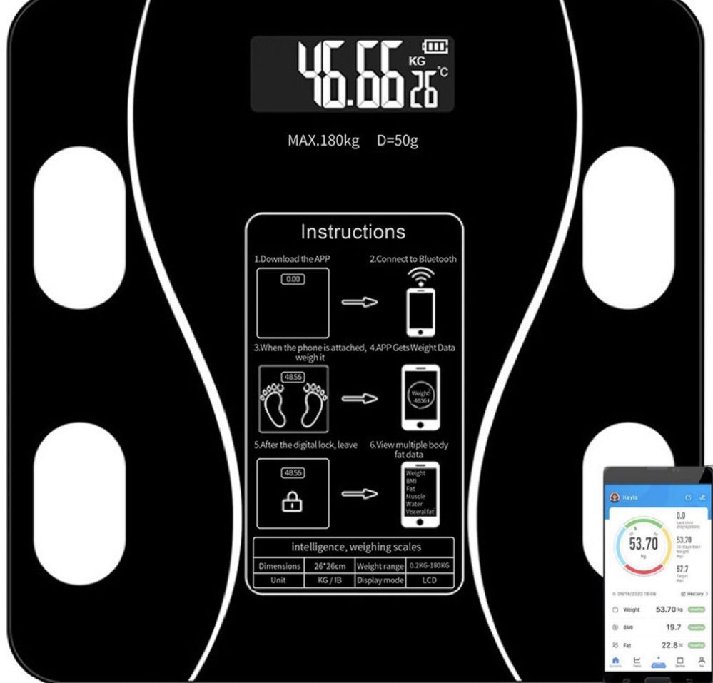 Умные Смарт весы напольные с приложением ваги для смартфона телефона