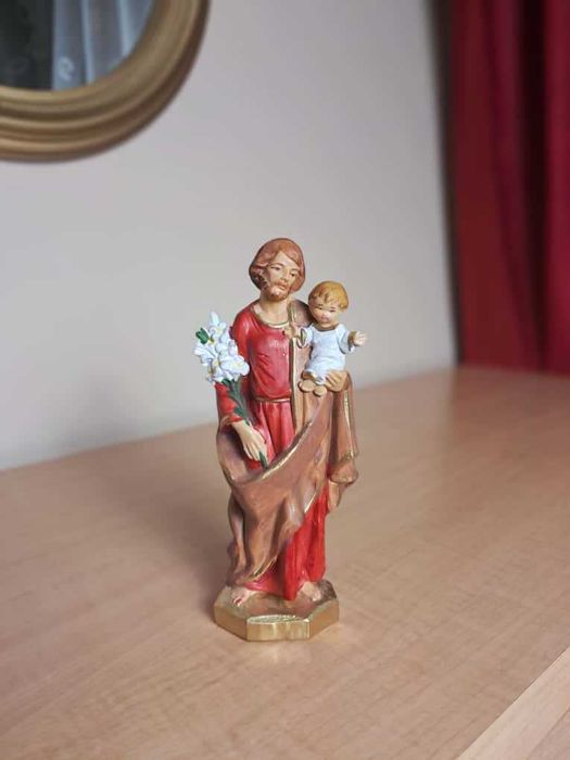 Piękna Figurka św. Józefa z Dzieciątkiem Jezus 15,5 cm Ręcznie Malowan