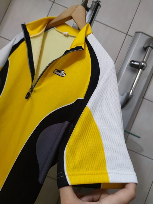 bluzka koszulka ciemna czarna żółta biała L Biemme classic sport retro