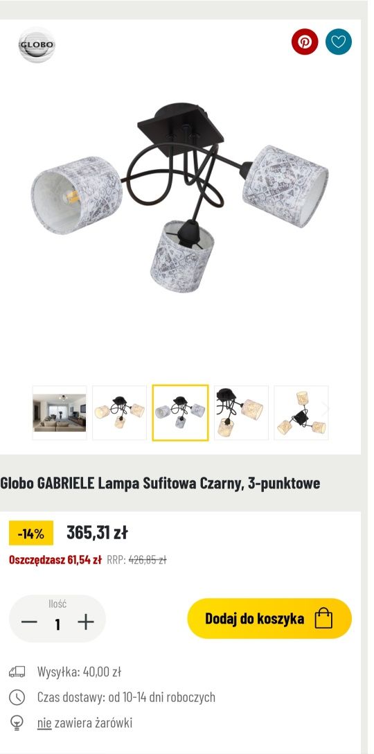 Lampa sufitowa z 3 kloszami Globo Gabriele