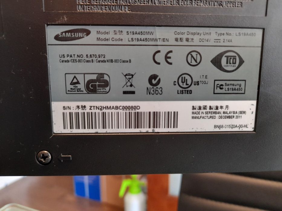 Monitor LED Samsung S19A450MW 19" Preto