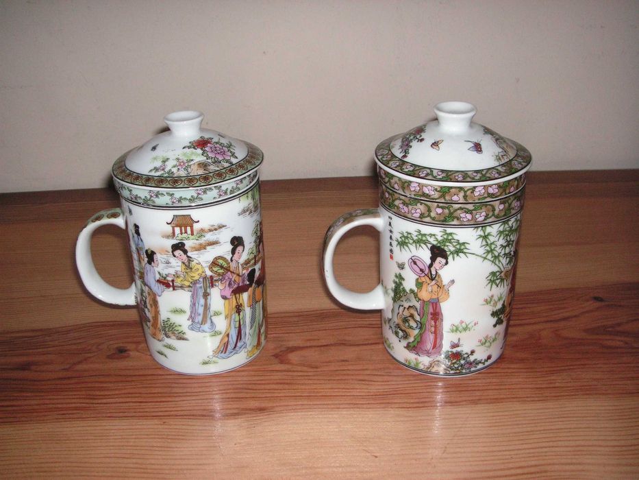 Porcelana Chinesa - Chávenas Chá e Pires, Canecas com Infusor de Chá