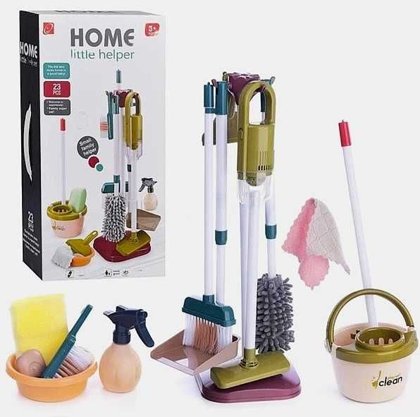 Комплект 15в1 ігровий дитячий набір прибирання пилосос стійка інструм