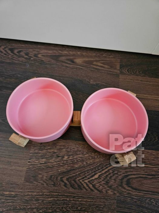 Miski ceramiczne dla psa kota zestaw 2 sztuki x 400 ml różowe