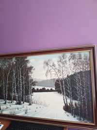 Obraz olejny na płótnie Zima 85x56