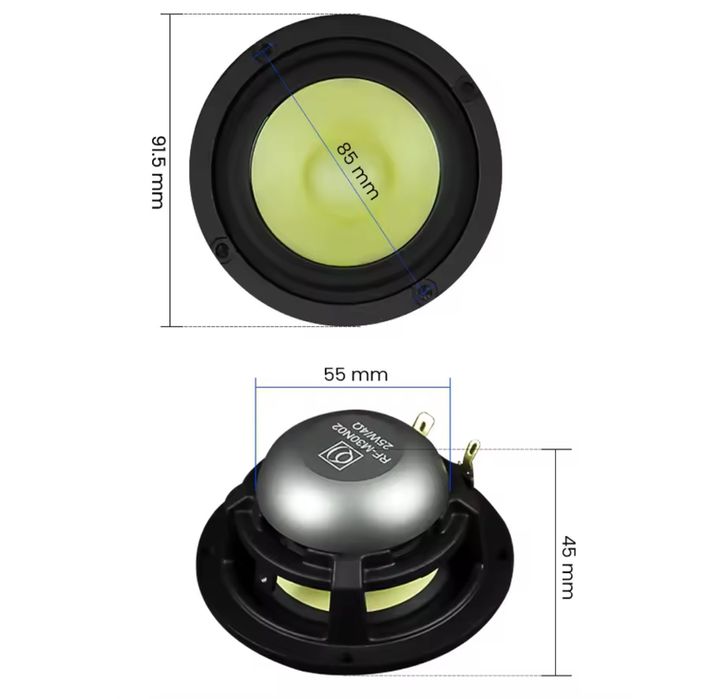Середньочастотні динаміки AIYIMA 8 Ом 25W СЧ на неодимових магнітах