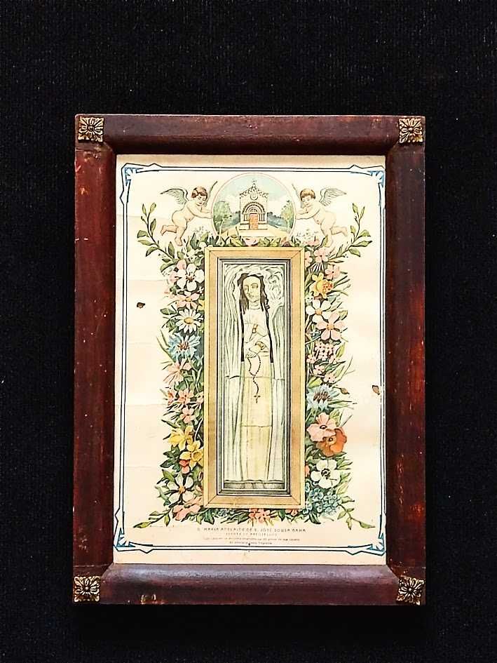 Quadro antigo ilustração Santa Maria Adelaide por São José Sousa Gama