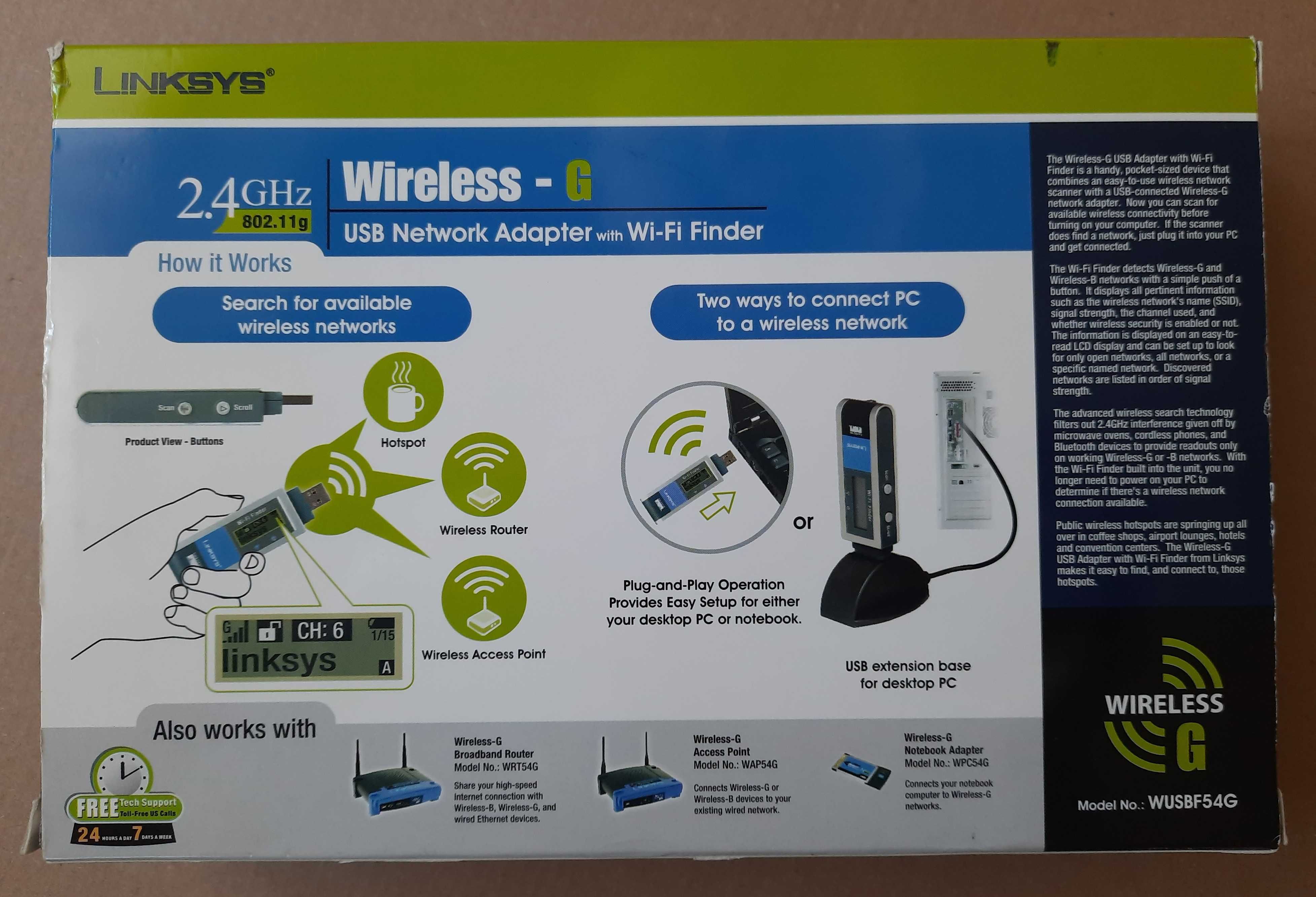 Karta WiFi USB z funkcją skanera LINKSYS WUSBF54G