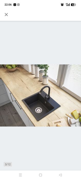 Zlewozmywak granitowy Milo jednokomorowy Plus bateria