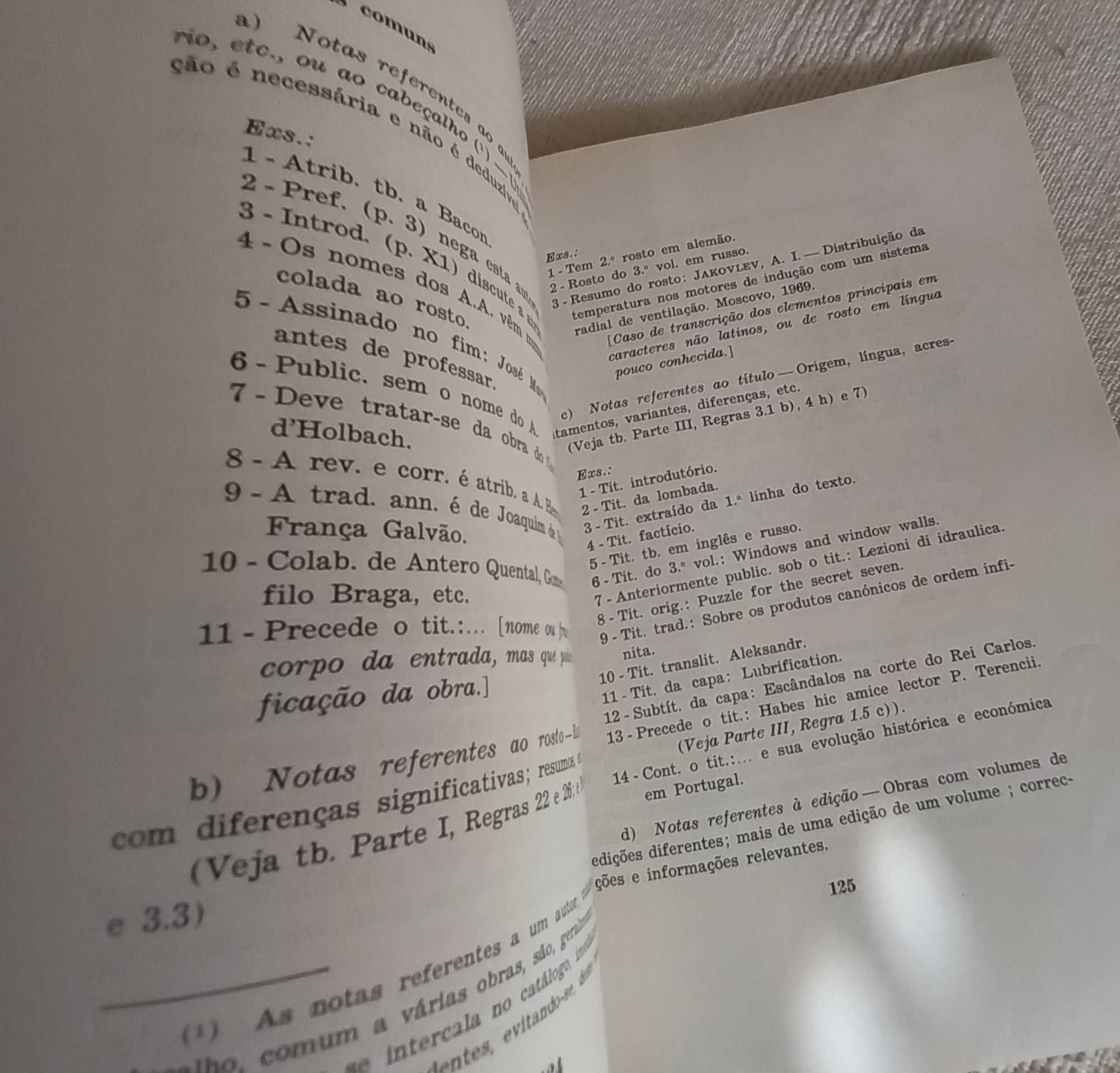 Regras Portuguesas de catalogação livro de 1972 anteprojecto