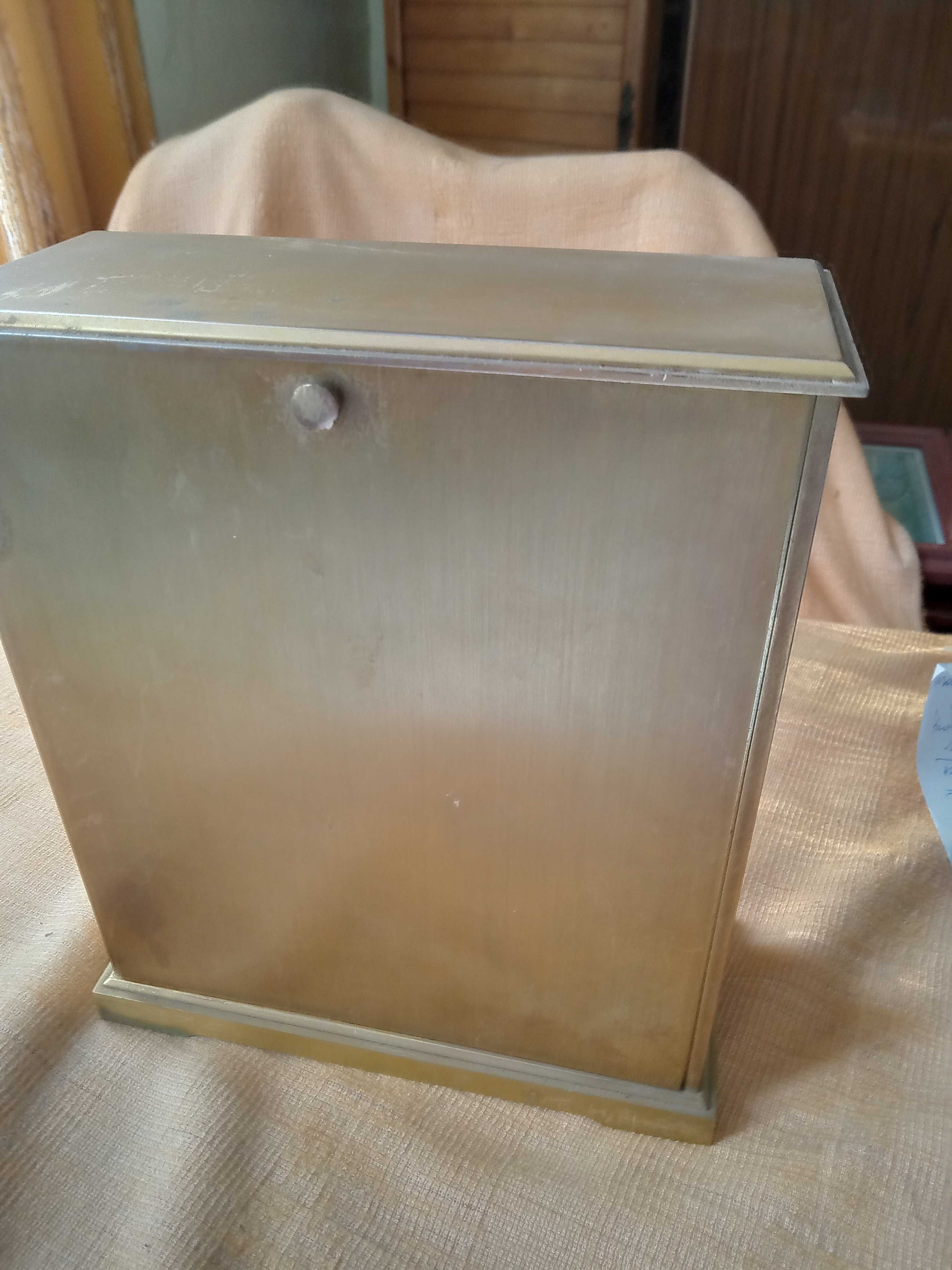Zegar Angelus kominkowy stołowy mosiężny złoty 22 cm