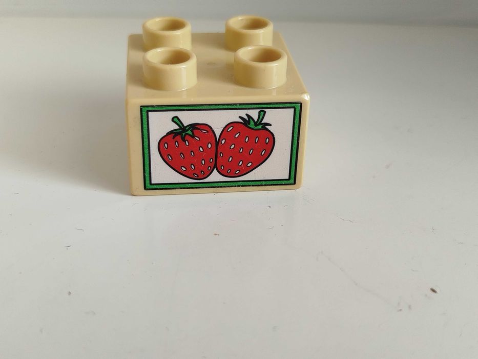 Klocki Lego Duplo 2x2 - nr 3437 - kolor beżowy, truskawka