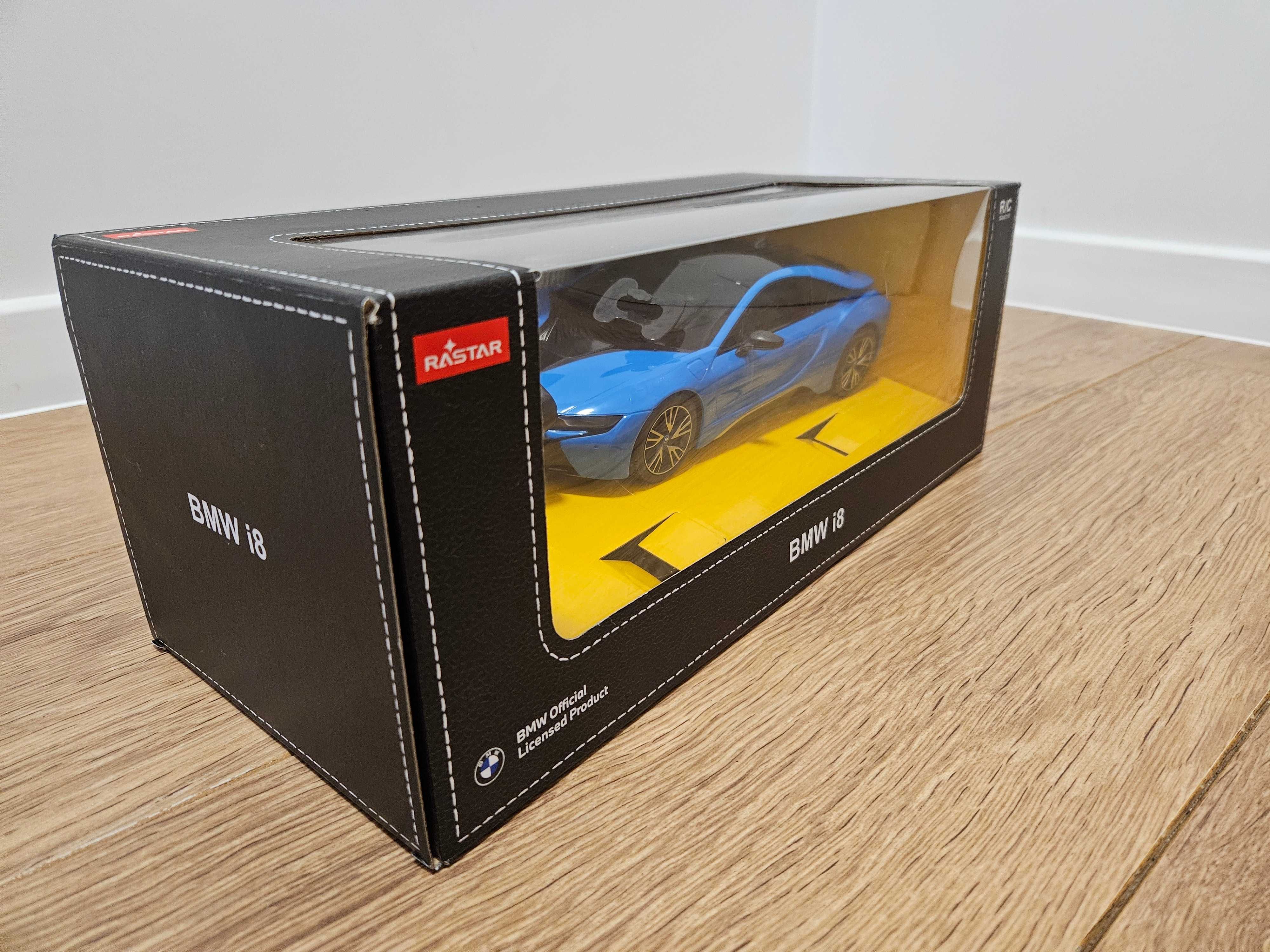 Samochodzik zdalnie sterowany BMW I8, 1:18, niebieski, rastar