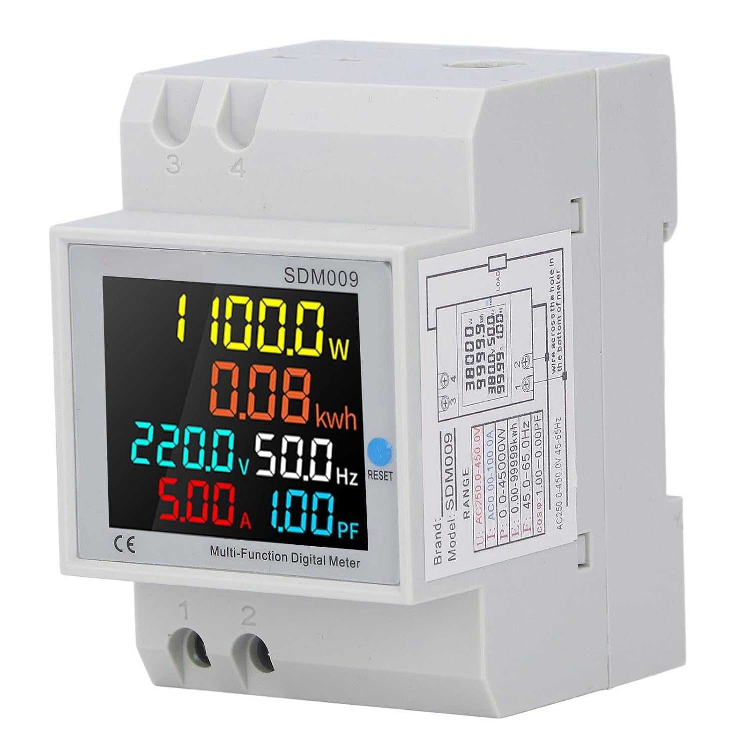 Multimetr DIN LCD AC 250–450V jednofazowy z transformatorem