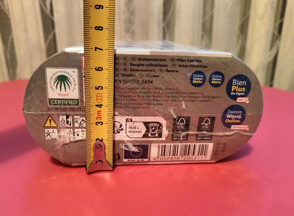 Świece pieńkowe Livarno home, białe, 7x 19 cm, zestaw 2 sztuk