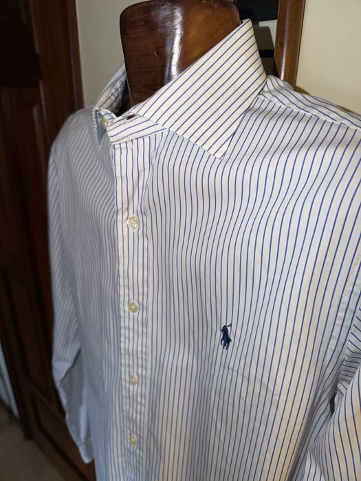 Camisa Ralph Lauren- Branca com riscas azuis - Slim fit - 39