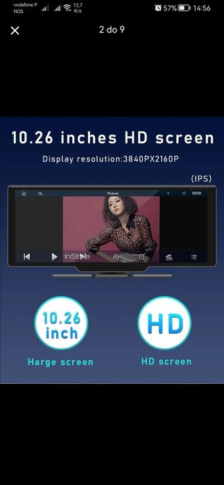 Ecrã 10,26'' p/ carro - Mp5 - GPS, Car Play, Android Auto, BT 5.0