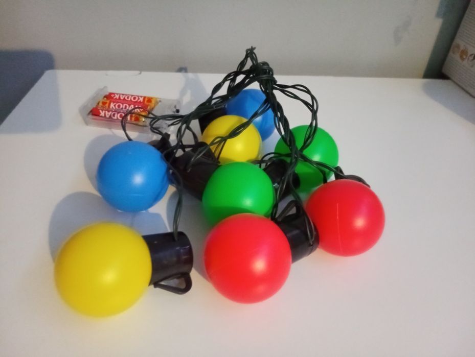 Girlanda bombkowa led choinkowe kulki kolor na baterie