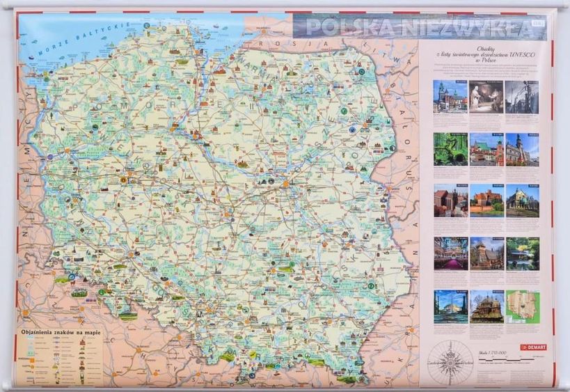 POLSKA NIEZWYKŁA, ŚWIAT niezwykły Mapa Ścienna dla DZIECI 7-14l DEMART