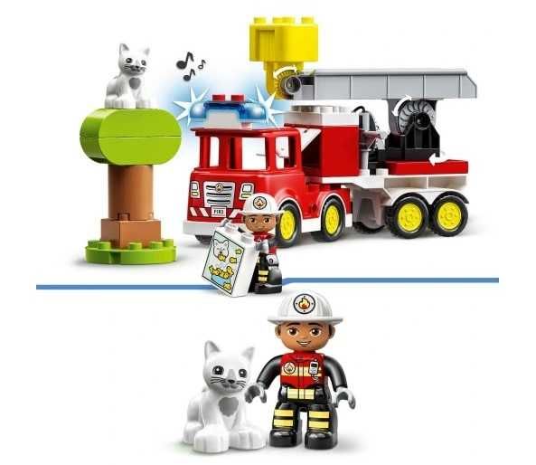 LEGO Duplo Wóz strażacki. Strażak kotek. Błyskające światła, dźwięki