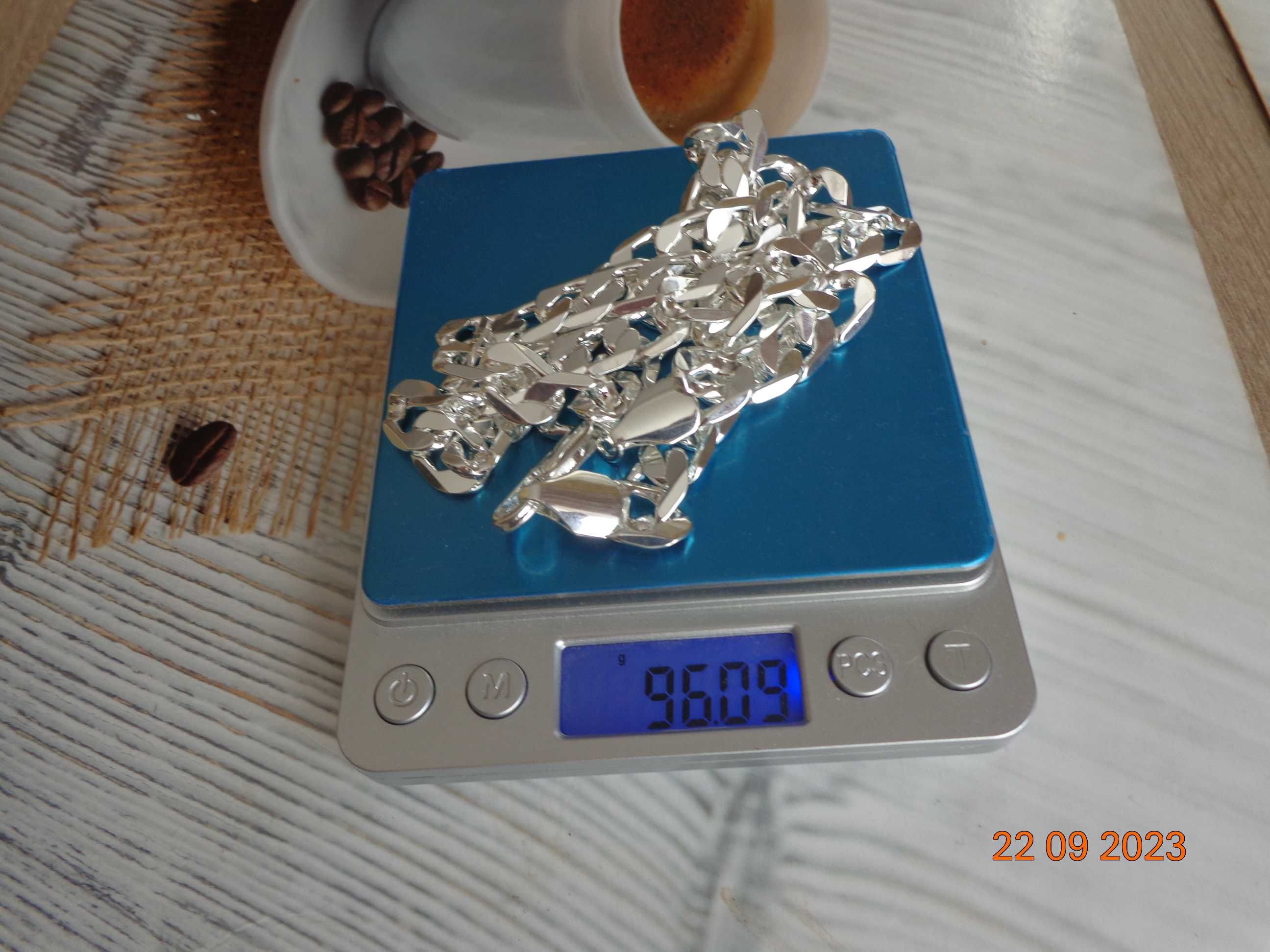 Łańcuszek pancerka   posrebrzany srebrem 925 szer12mm  x  60 ,65, 70cm
