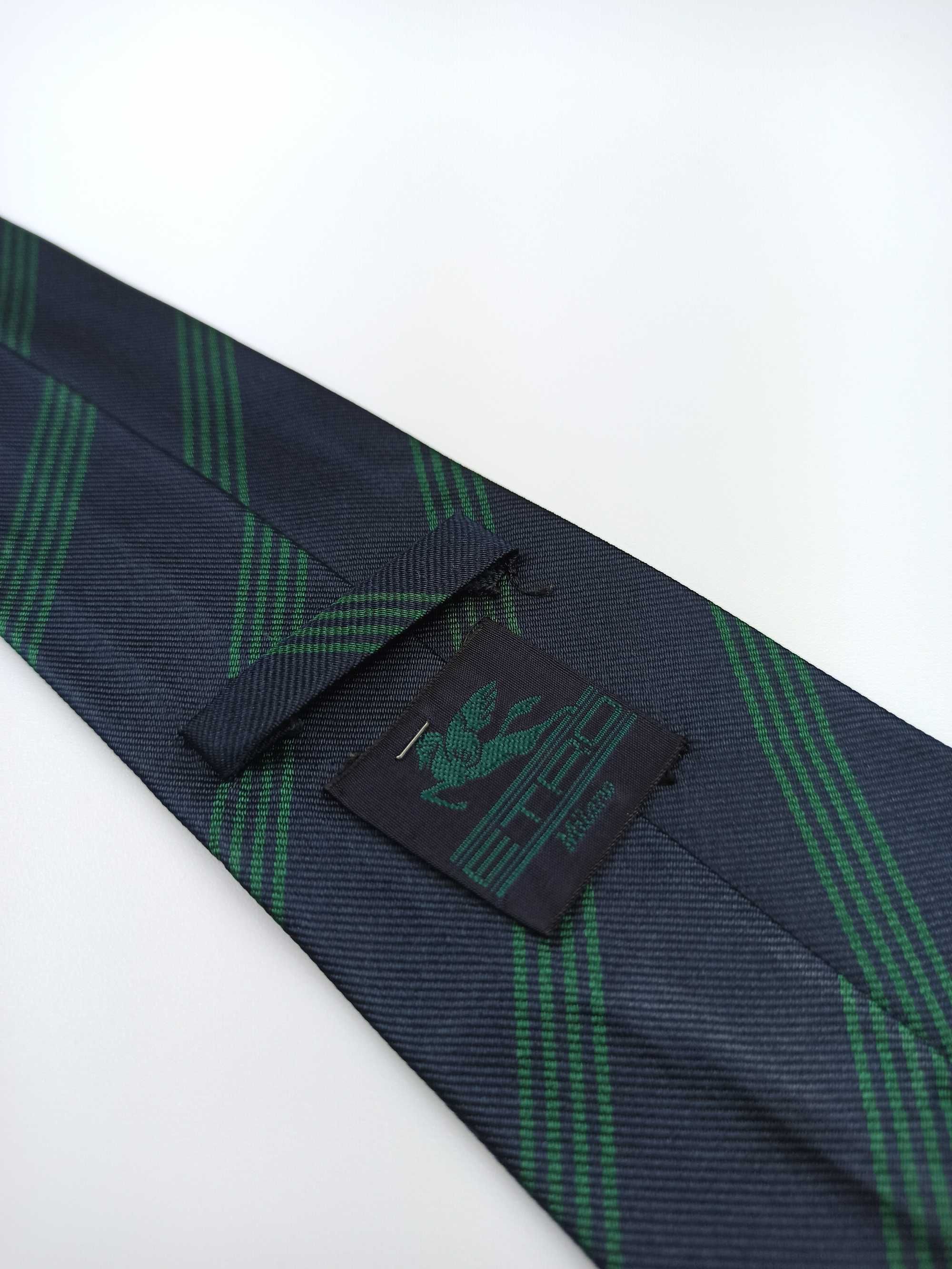 Etro granatowy jedwabny krawat w paski regimental klubowy  q19