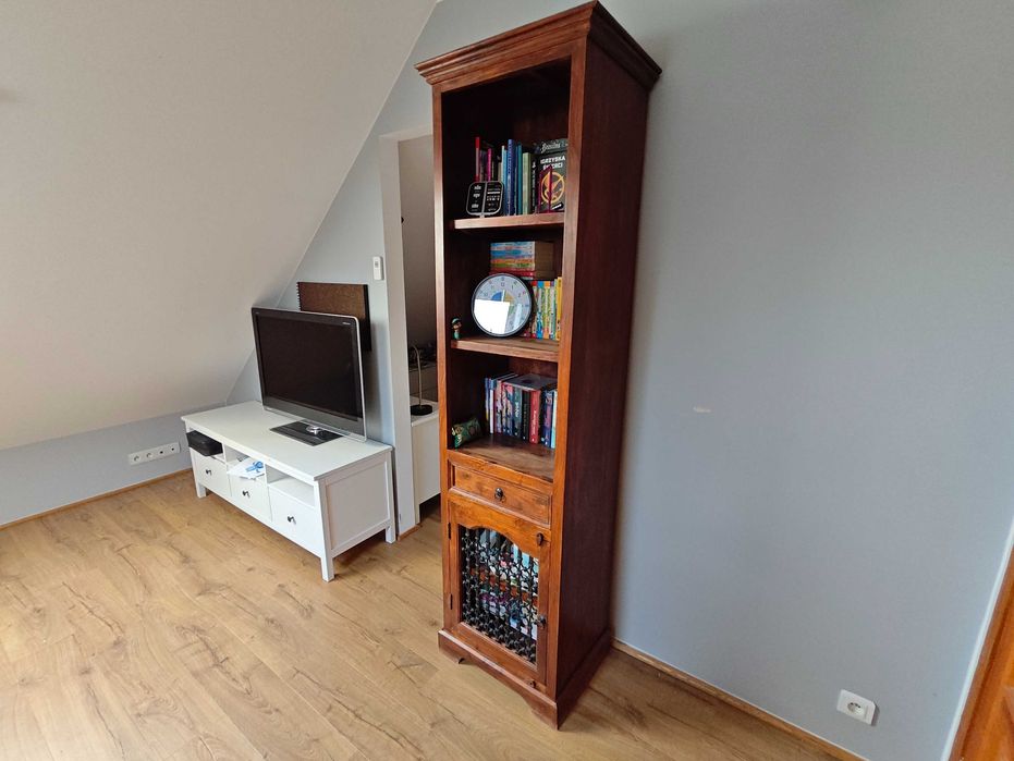Regał Biblioteczka Kolonialna Almi Decor drewno z okuciami 210cmx55cm
