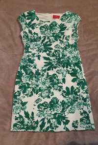 Sukienka, r. 38, biała, zielona