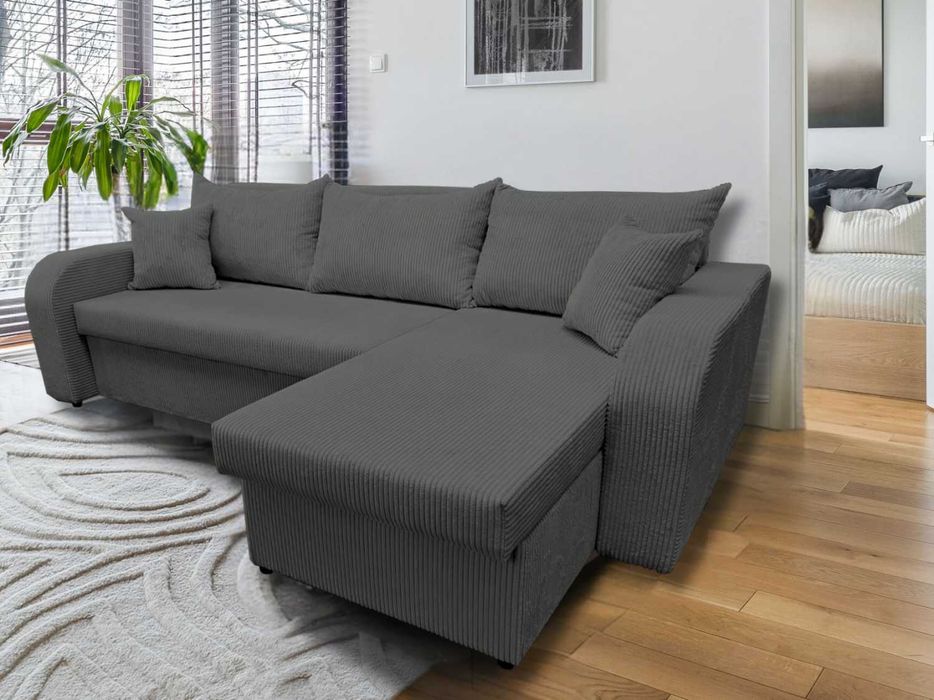 Narożnik PALERMO sztruksowy z pojemnikami na pościel