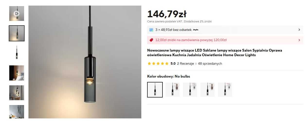 Nowoczesna lampa x2, wisząca i kinkiet, Tube, Tuba