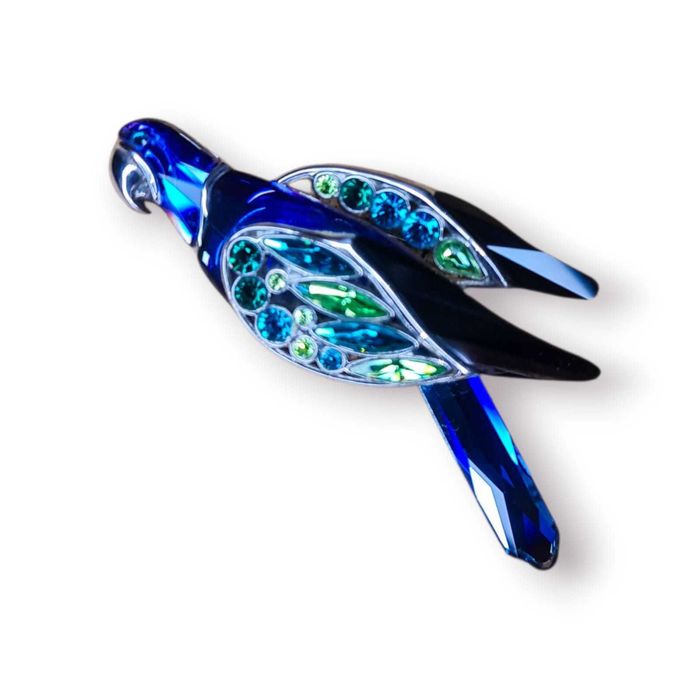 Broche Swarovski “Parrot”Prata 925 Cristais Azuis/Verdes–Ed. Col. 2004