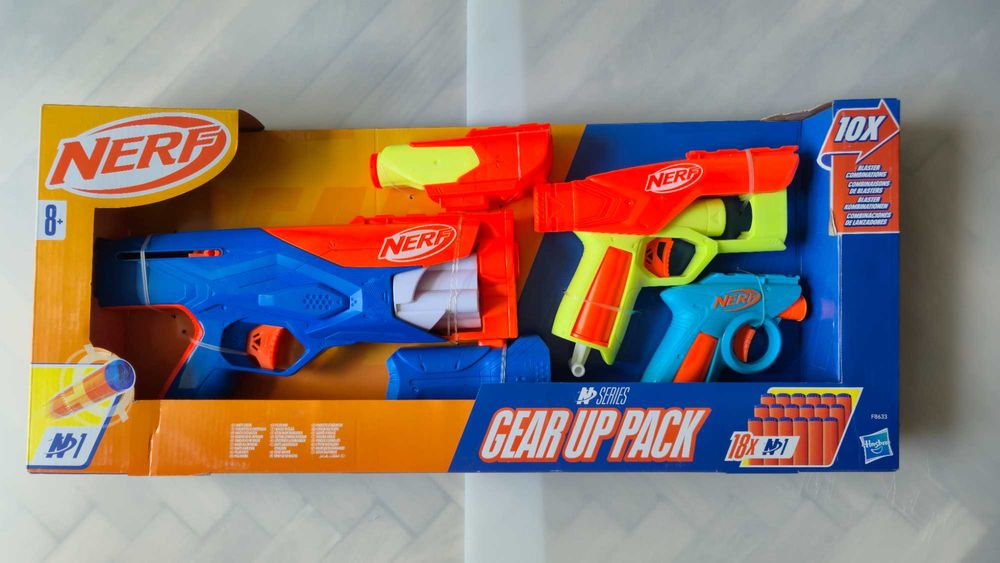 NERF N Series Gear Up Pack 3 wyrzutnie 18 strzałek NOWY