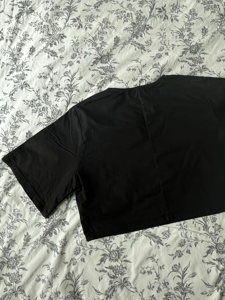Bluzka z krótkim rękawem crop top boxy oversize goth 36 S
